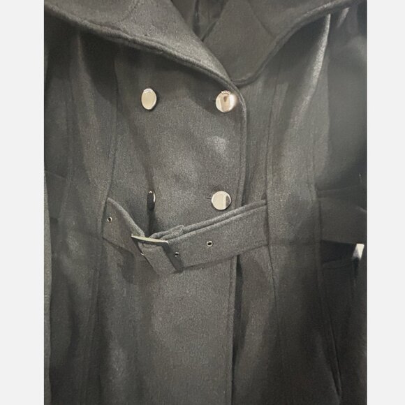 WOMEN'S GUESS BELTED DOUBLE BREASTED WOOL BLEND PEA COAT 22QMP510 LARGE GRAY NWT - Picture 3 of 11